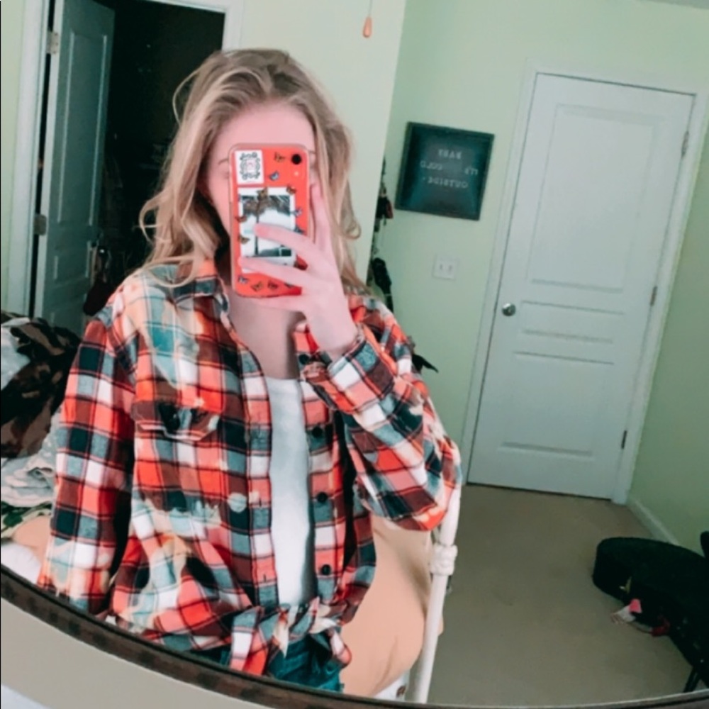 American Eagle Bleach Dyed Flannel